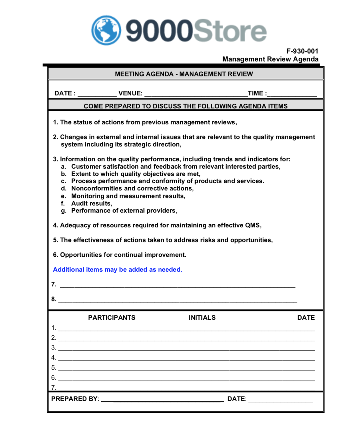 Iso 2015 management review sample